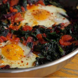 Skillet greens with eggs